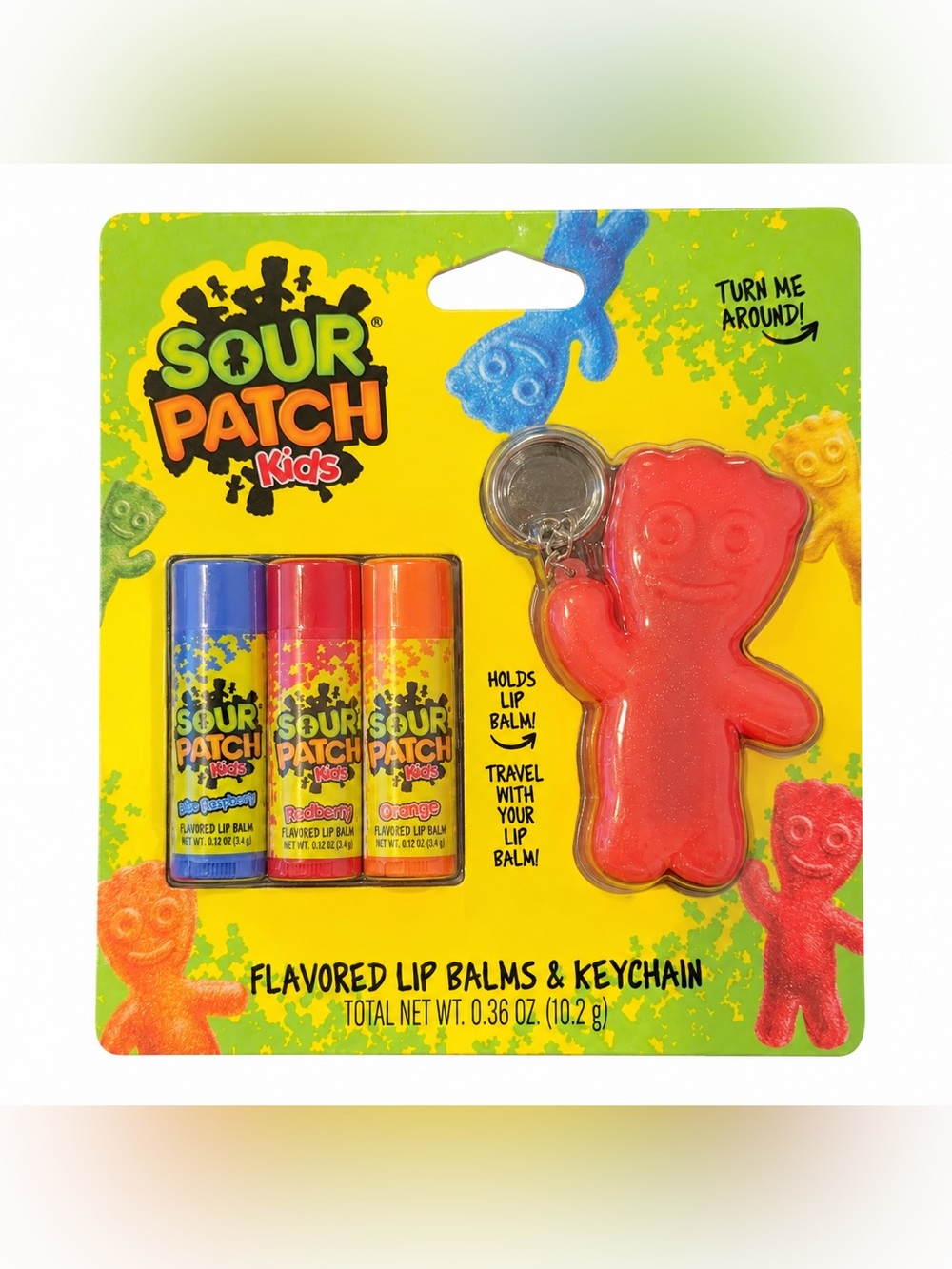 Sour Patch Kids Flavored Lip Balm 3-Pack & Gummy Keychain Set NEW